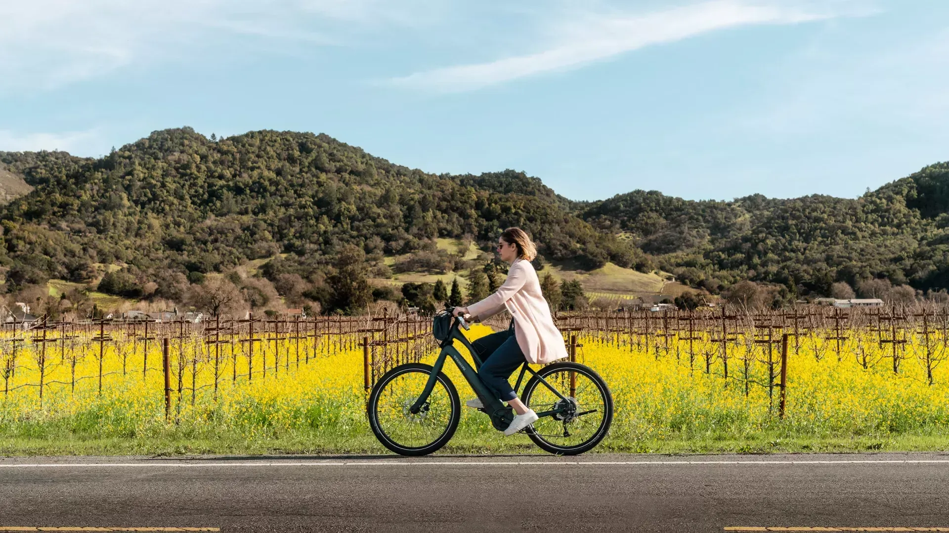 woman riding bike in Napa